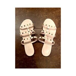 Dusty Pink Embellished Flat Sandals EU Size 40